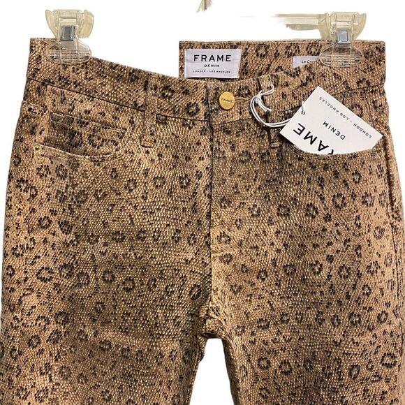 FRAME Le Crop High Waist Boot Snake Print Jeans - Picture 5 of 9